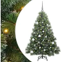 vidaXL Albero di Natale artificiale pieghevole verde e bianco 150 cm