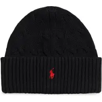 Ralph Lauren unisex. 323980663003 Berretto di cotone a trecce nero (L/XL), Casual