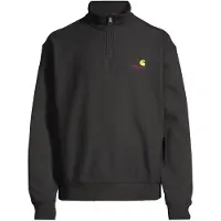 Carhartt - Felpa ampia - Half Zip American Script Sweat Black per Uomo in Cotone - Taglia S - Nero