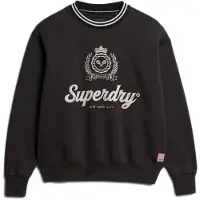 Superdry per donna. W2012468A Felpa nera Country Club (XL), Nero, Casual, Cotone, Manica lunga