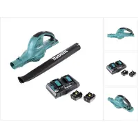 Makita DUB 361 PT 2x soffiatore a batteria 18 V / 36 V + 2x batteria BL 1850 5 Ah / 5000 mAh + caricabatterie DC 18 RD 2-fold