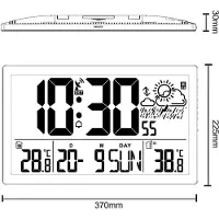 Greenblue Stazione meteo Orologio digitale da parete con sensore esterno, orologio DCF, 37x22,5 cm Grande orologio da parete, sveglia con funzione snooze, display LCD, temperatura interna ed esterna,