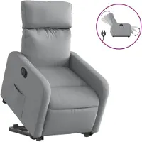 vidaXL Poltrona relax con ausilio per l'alzata in tessuto grigio chiaro elettrico