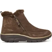 SKECHERS per donna. 167862 Stivaletti alla caviglia in pelle marrone con cerniera, comodi e comodi (36), 3 a 5cm, Casual