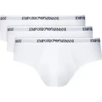 Emporio Armani per uomo. EM000258_AF14132 Set di 3 slip bianchi in maglia elasticizzata (XXL), Bianco, Homewear, Cotone