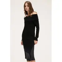Motivi Off-shoulder Knit Dress With Slip Black Taglia: XS | Abiti Midi Outlet | Donna | Nero