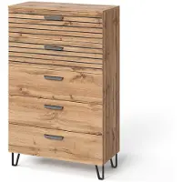 Vicco Cassettiera per camera da letto Amber Quercia Wotan 80 x 127.6 cm con 5 cassetti, Model 55552