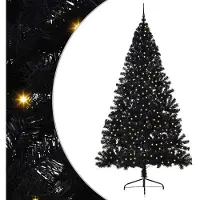 vidaXL Albero di Natale artificiale preilluminato nero 240 cm PVC