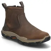 SKECHERS per uomo. 205176 Stivaletti alla caviglia in pelle marrone Evanston Respected dalla vestibilità rilassata (42), Basso, Cerniera, Ca
