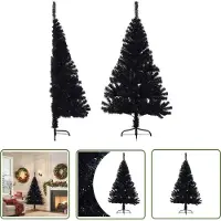 The Living Store Mezzo albero di Natale artificiale con supporto nero 150 cm PVC