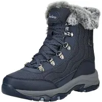 SKECHERS Stivaletto stringato 'Schnürstiefel Damen 167893 NVY Kunststoff (Synthetik) in blau' blu