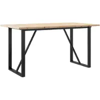 Syfax Tavolo da Pranzo Telaio a O 140x80x75,5 cm Legno Pino e Acciaio
