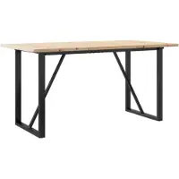 Syfax Tavolo da Pranzo Telaio a O 160x80x75,5 cm Legno Pino e Acciaio
