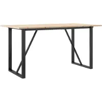 Syfax Tavolo da Pranzo Telaio a O 160x80x75 cm Legno Pino e Acciaio