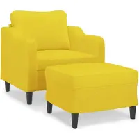 vidaXL Poltrona con sgabello giallo chiaro 60 cm in tessuto