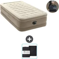 OEM Materasso gonfiabile singolo 99 x 191 x 46 cm, beige, con pompa e biancheria da letto
