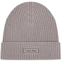 Calvin Klein Patch Chunky Rib Cotton Beanie Silver Sconce Taglia: OS | Cappelli Outlet | Uomo | Grigio