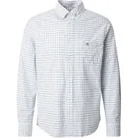 Gant per uomo. 3240255 Camicia Oxford classica vestibilità regolare a quadri bianca Tattersall (XL), Bianco, Casual, Manica lunga, Cotone bi