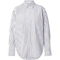 Gant per donna. 4300239 Camicia in popeline a righe classiche dal taglio rilassato, blu navy (42), Casual, Cotone, Manica lunga