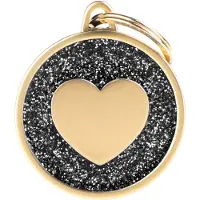 My Family Medaglietta Identificativa Per Animali Domestici Shine Heart Glitter Gold