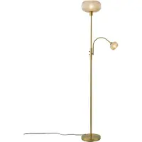 QAZQA Lampada da terra di design in ottone con vetro color ambra a 2 luci Brianna