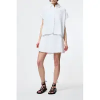 French Connection Ariette Linen Shorts Slv Shirt Linen White Taglia: 8 | Magliette intime Outlet | Donna | Bianco