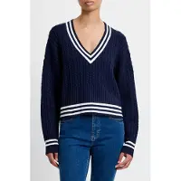 French Connection Babysoft Cable V Neck Jumper Duchess Blue/win Wht Taglia: S | Maglioni a maglia Outlet | Donna | Blu