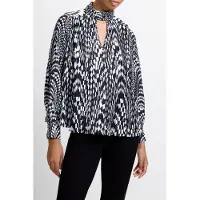 French Connection Fern Pleated Top Classic Cream/blkout Taglia: L | Maglie a manica lunga Outlet | Donna | Bianco