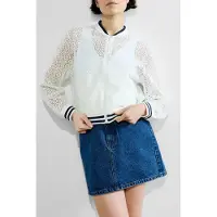 French Connection Krista Lace Mix Knit Bomber Summer White/navy Taglia: M | Bomber Outlet | Donna | Bianco