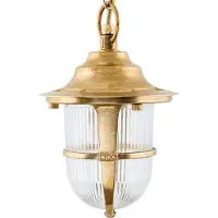 Licht-Erlebnisse Lampada a sospensione marittima in ottone con vetro scanalato IP54 per esterni, resistente alle intemperie, luce da esterno premium per terrazza
