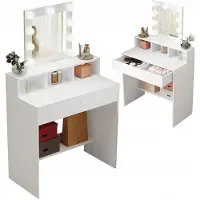 Rexo Toilette Da Trucco / Cosmetica Con Specchio Led – Moderna, Stile Loft – 80 Cm