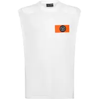 Plein sport Canotta slim fit in cotone con profili e logo a contrasto