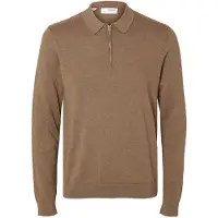 Selected Polo A Maniche Lunghe Uomini Marrone M
