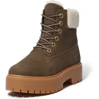 Timberland per donna. TB0A2PU6W011 Stivali in pelle marrone Stone Street (39.5 W), 3 a 5cm, Stringhe, Casual