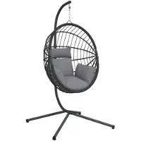 vidaXL Sedia sospesa Egg Design con supporto in rattan e acciaio grigio