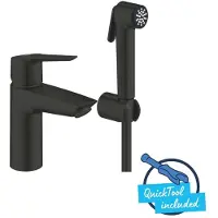 GROHE QuickFix Start - Miscelatore per lavabo con doccetta per bidet, nero opaco