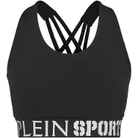 Plein sport Top sportivo cropped in jersey con scollo quadrato e logo jacquard