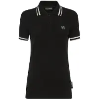 Plein sport Polo in cotone con logo glitter stampato sul retro
