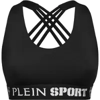 Plein sport Top sportivo cropped in tessuto tecnico con spalline incrociate
