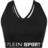 Plein sport Top sportivo cropped in jersey con spalline incrociate