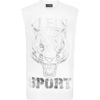 Plein sport Canotta in cotone con stampa grafica del logo a contrasto