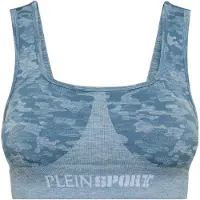 Plein sport Top sportivo cropped in jersey con stampa camouflage e spalline sottili