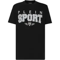 Plein sport T-shirt slim fit in cotone con logo stampato a contrasto
