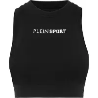 Plein sport Top sportivo cropped slim fit in jersey con logo a contrasto