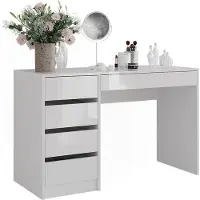 Vicco Tavolo da toeletta Sherry Bianco/Bianco lucido 119.8 cm senza specchio, Model 57611