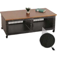 Mendler Tavolino da divano MCW-N28, con ruote, 2 scomparti, struttura 3D in stile industriale retrò, realizzato in metallo e legno, dimensioni 45x120x60 cm, disponibile nei colori nero e marrone