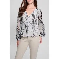 Guess Marciano GUESS Eco Yvette Ls Pleating T Zebra Skin Print Taglia: XS | Maglie a manica lunga Outlet | Donna