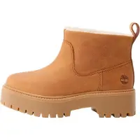 Timberland per donna. TB0A283GEM71 Stivaletti alla caviglia in pelle marrone Stone Street con fodera calda (39.5 W), 3 a 5cm, Nessuno, Casua