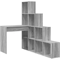 vidaXL Scrivania angolare con ripiano, colore Sonoma grigio, dimensioni 101,5 x 149,5 x 149,5 cm