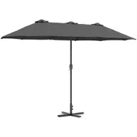 vidaXL Ombrellone da giardino, 370 x 197 x 239 cm, in poliestere e alluminio